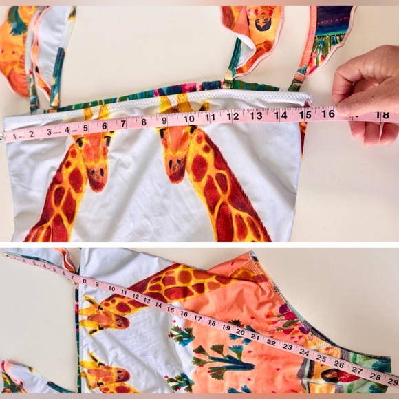 CAROLINA K. Giraffe Print Ruffle Sleeve One Piece Boho Swimsuit - Picture 16 of 16